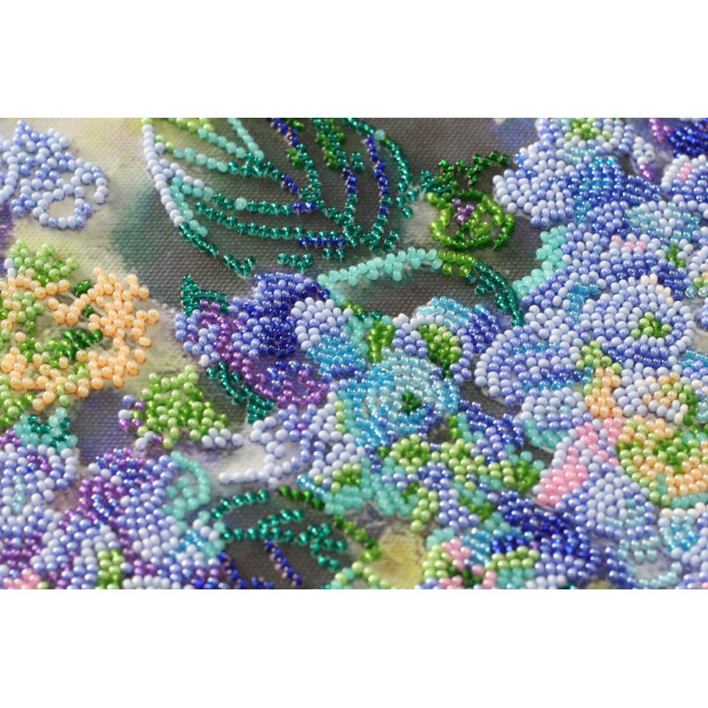 Bead Embroidery Kit on Art Canvas "Hydrangeas"