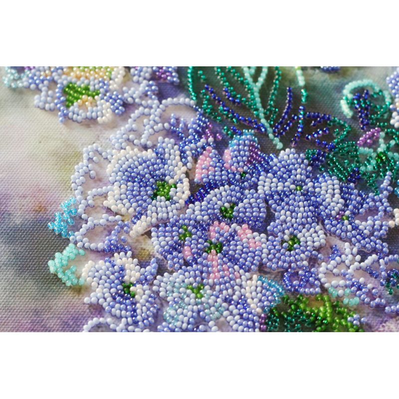 Bead Embroidery Kit on Art Canvas "Hydrangeas"