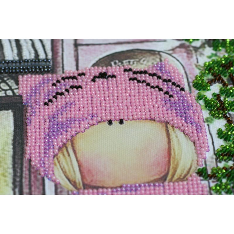 Bead Embroidery Kit on Art Canvas "Having a dessert"