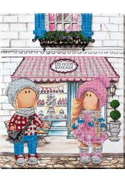 Bead Embroidery Kit on Art Canvas "Meeting in the cafe"