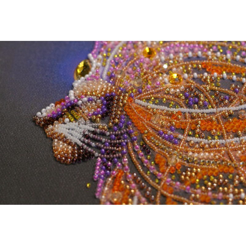 Bead Embroidery Kit on Art Canvas "Golden lion"