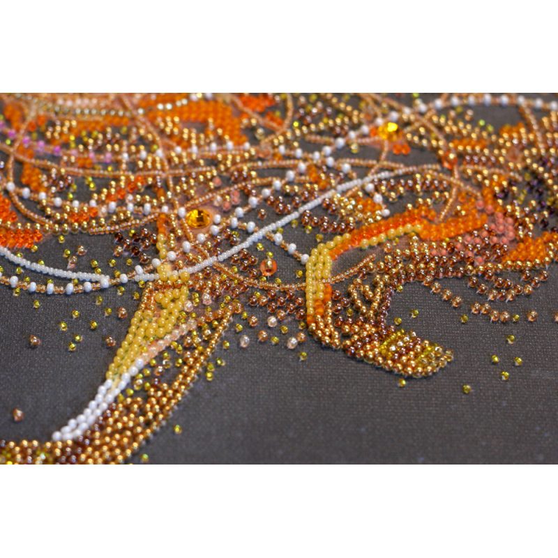 Bead Embroidery Kit on Art Canvas "Golden lion"