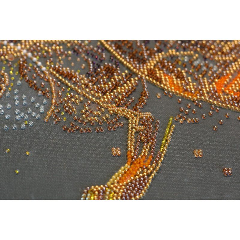 Bead Embroidery Kit on Art Canvas "Golden lion"