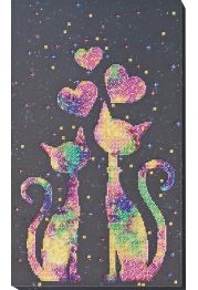 Bead Embroidery Kit on Art Canvas "Kittens' purrings"