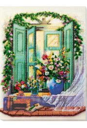 Bead Embroidery Kit on Art Canvas "Summer sketch"