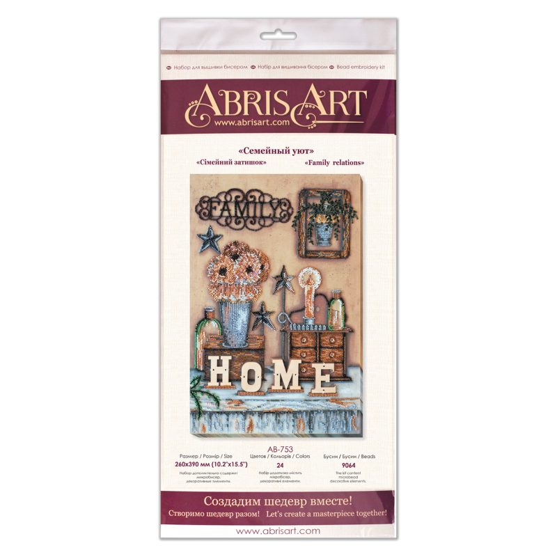 Bead Embroidery Kit on Art Canvas "Family relations"