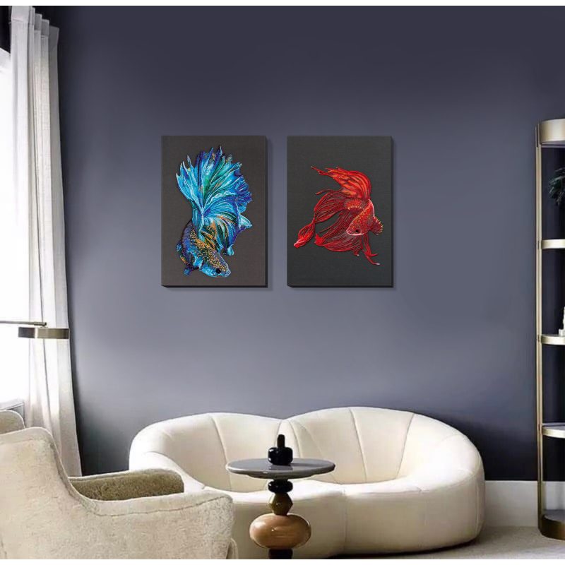 Bead Embroidery Kit on Art Canvas "Red gold"