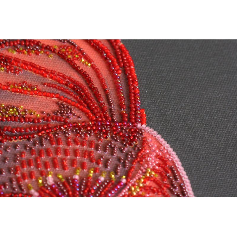 Bead Embroidery Kit on Art Canvas "Red gold"