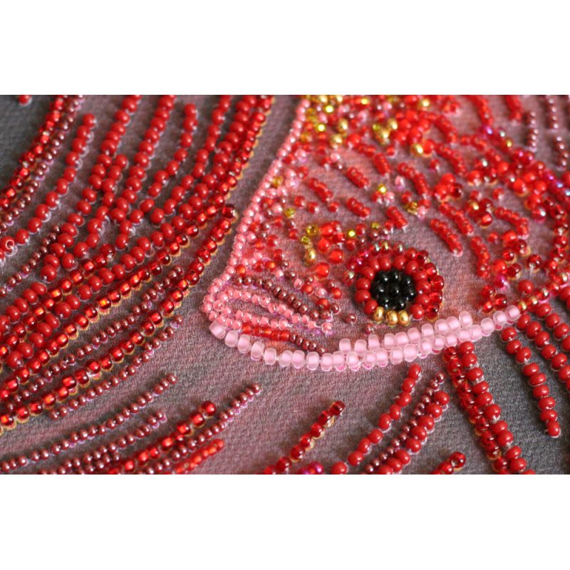 Bead Embroidery Kit on Art Canvas "Red gold"