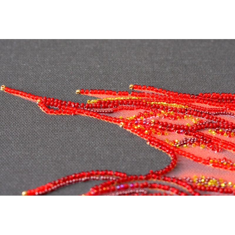 Bead Embroidery Kit on Art Canvas "Red gold"