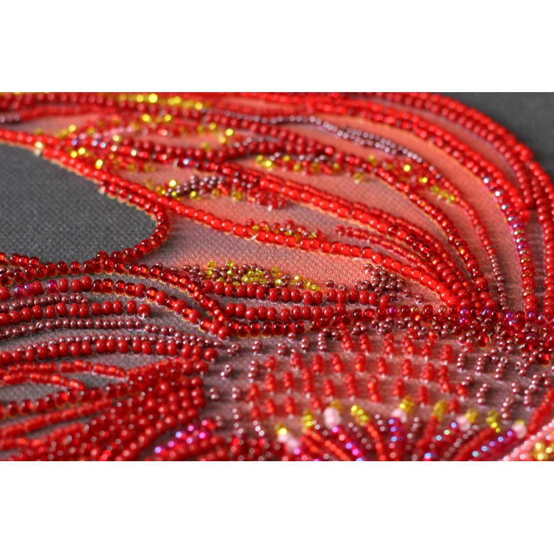 Bead Embroidery Kit on Art Canvas "Red gold"