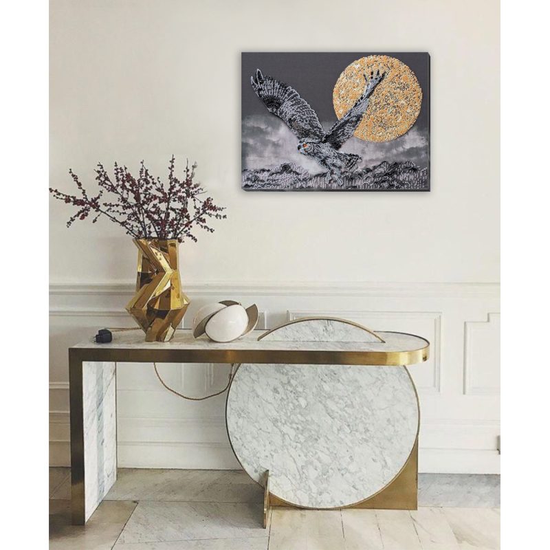 Bead Embroidery Kit on Art Canvas "Night flight"