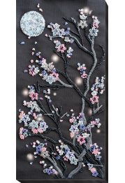 Bead Embroidery Kit on Art Canvas "Night sakura"