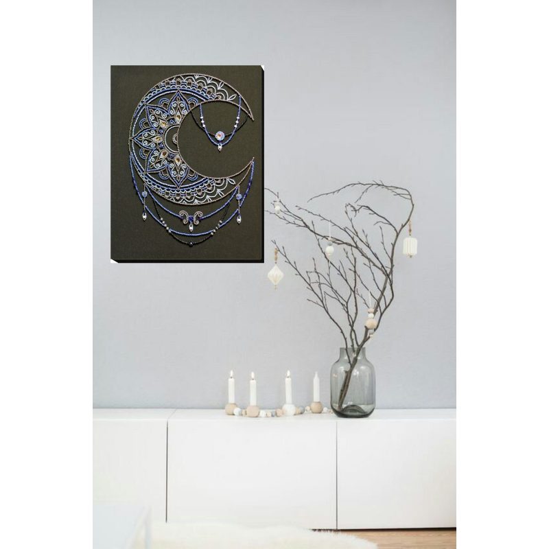 Bead Embroidery Kit on Art Canvas "Moon pattern"