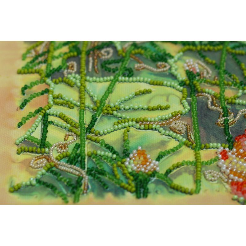 Bead Embroidery Kit on Art Canvas "Lotuses at sunset"