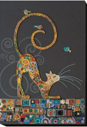 Bead Embroidery Kit on Art Canvas "Kitty"