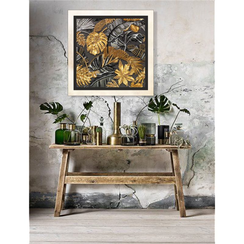 Bead Embroidery Kit on Art Canvas "Golden Tropics"