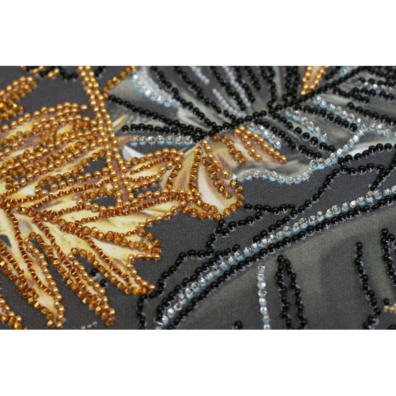 Bead Embroidery Kit on Art Canvas "Golden Tropics"