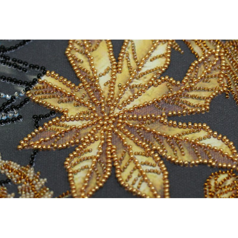 Bead Embroidery Kit on Art Canvas "Golden Tropics"