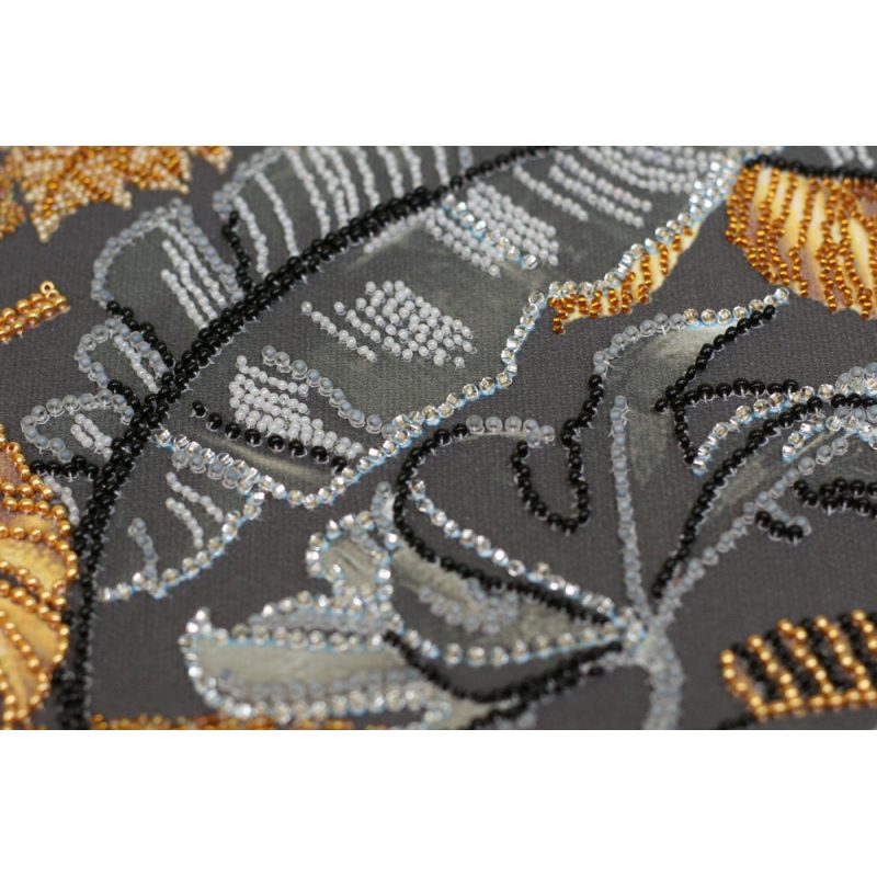 Bead Embroidery Kit on Art Canvas "Golden Tropics"