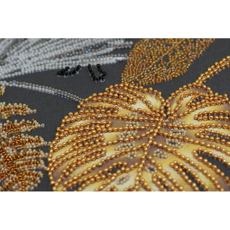 Bead Embroidery Kit on Art Canvas "Golden Tropics"