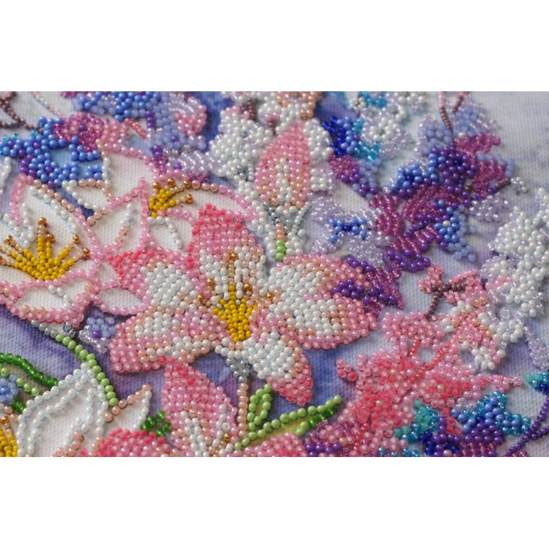 Bead Embroidery Kit on Art Canvas "Light pink"