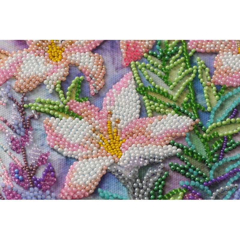 Bead Embroidery Kit on Art Canvas "Light pink"