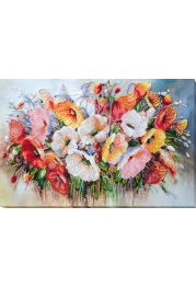 Bead Embroidery Kit on Art Canvas "Delicate flowers"