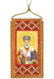 Talisman Bead Embroidery Kit on Art Canvas "Prayer to Nicholas the Wonderworker (Russian text)"