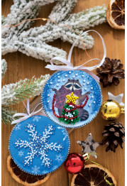 Christmas Ornament Bead Embroidery Kit "Racoon and Christmas"