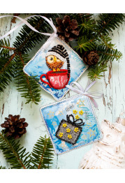 Christmas Ornament Bead Embroidery Kit "Winter owl"