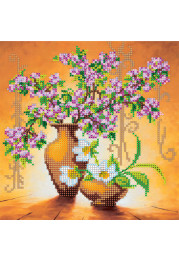 Bead Embroidery Pattern on Art Canvas "Spring Flowers"