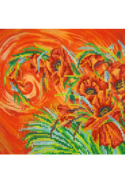 Bead Embroidery Pattern on Art Canvas "Poppy Trail"