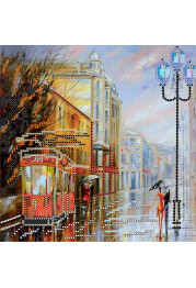 Bead Embroidery Pattern on Art Canvas "Rainy Evening"