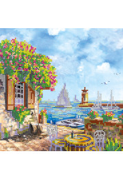 Bead Embroidery Pattern on Art Canvas "On Shore"