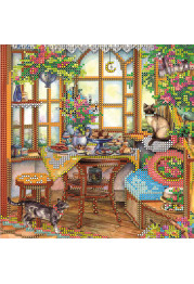 Bead Embroidery Pattern on Art Canvas "In the Sun Room"