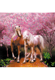 Bead Embroidery Pattern on Art Canvas "Horses In Love"