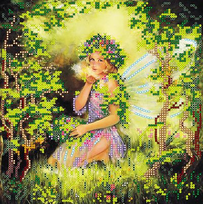 Bead Embroidery Pattern on Art Canvas "Nymph"