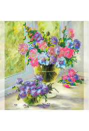 Bead Embroidery Pattern on Art Canvas "Buttercups"