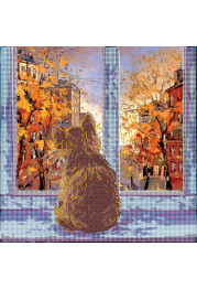Bead Embroidery Pattern on Art Canvas "The Bright Sadness"
