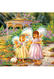 Bead Embroidery Pattern on Art Canvas "Little Sisters"