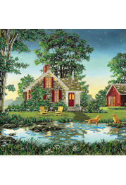 Bead Embroidery Pattern on Art Canvas "An Evening in the Country"