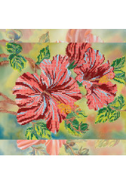 Bead Embroidery Pattern on Art Canvas "Scarlet Hibiscus"