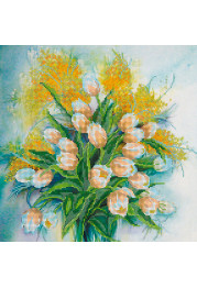 Bead Embroidery Pattern on Art Canvas "Spring mood"