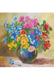 Bead Embroidery Pattern on Art Canvas "Meadow flowers"