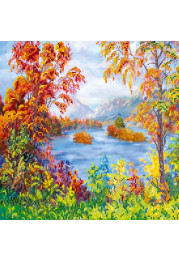 Bead Embroidery Pattern on Art Canvas "Autumn Tale"