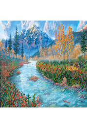 Bead Embroidery Pattern on Art Canvas "Rest at river"