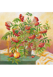 Bead Embroidery Pattern on Art Canvas "Wild ash cluster"