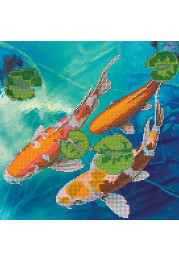 Bead Embroidery Pattern on Art Canvas "Lucky fishes"