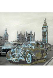 Bead Embroidery Pattern on Art Canvas "Auto retro monocrome"